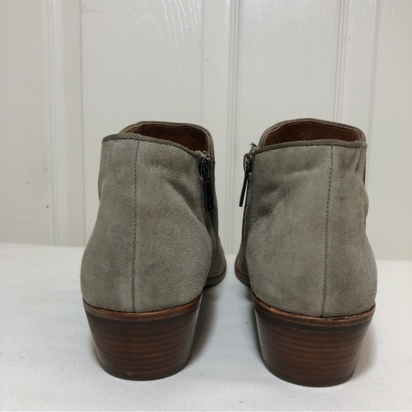Sam Edelman Leather Suede Petty Zipper Tan grayish Putty Ankle Booties  10M - Picture 5 of 15
